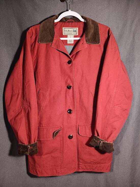 L.L. Bean Jackets & Blazers - LL Bean Chore Jacket Size Large Red Canvas Barn Field Coat Corduroy Thinsulate